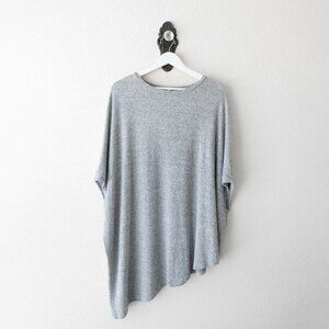 Emerald Gray Poncho Tunic Top | Women’s 2X | Asymmetrical Hem | Made in USA